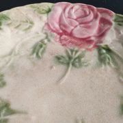 French antique plate decorated with roses in barbotine