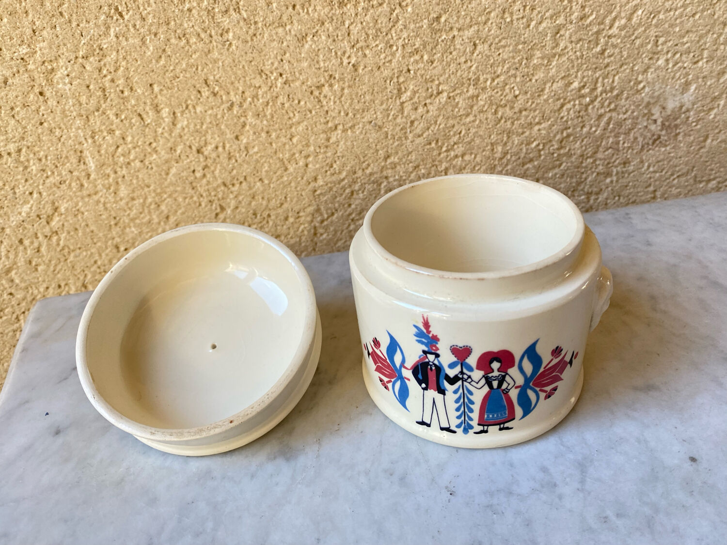 Pot ceramic bomb box Sarreguemines model Ribeauville vintage 60/70s