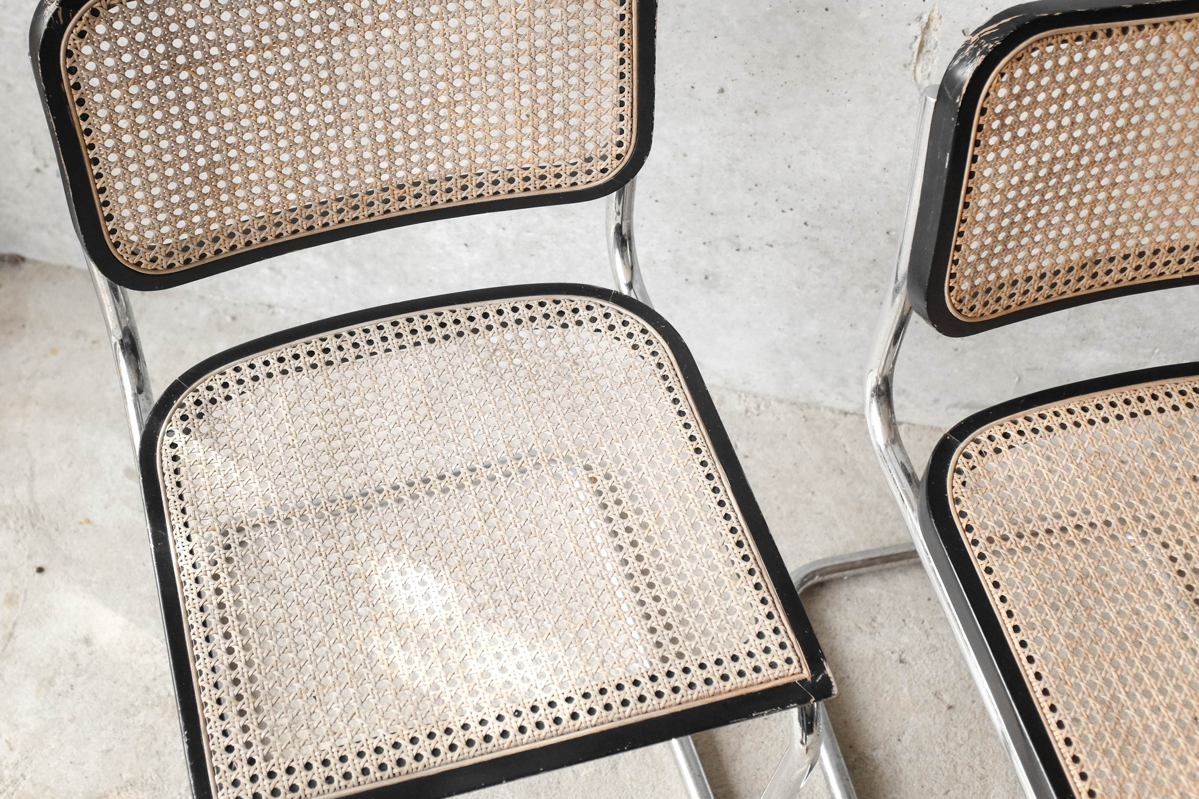 Set of 4 black cesca B32 chairs by Marcel Breuer