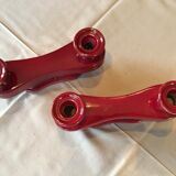 Two vintage raspberry candlesticks