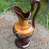 Carafe with handle, jug, vase in Vallauris style enamelled ceramic