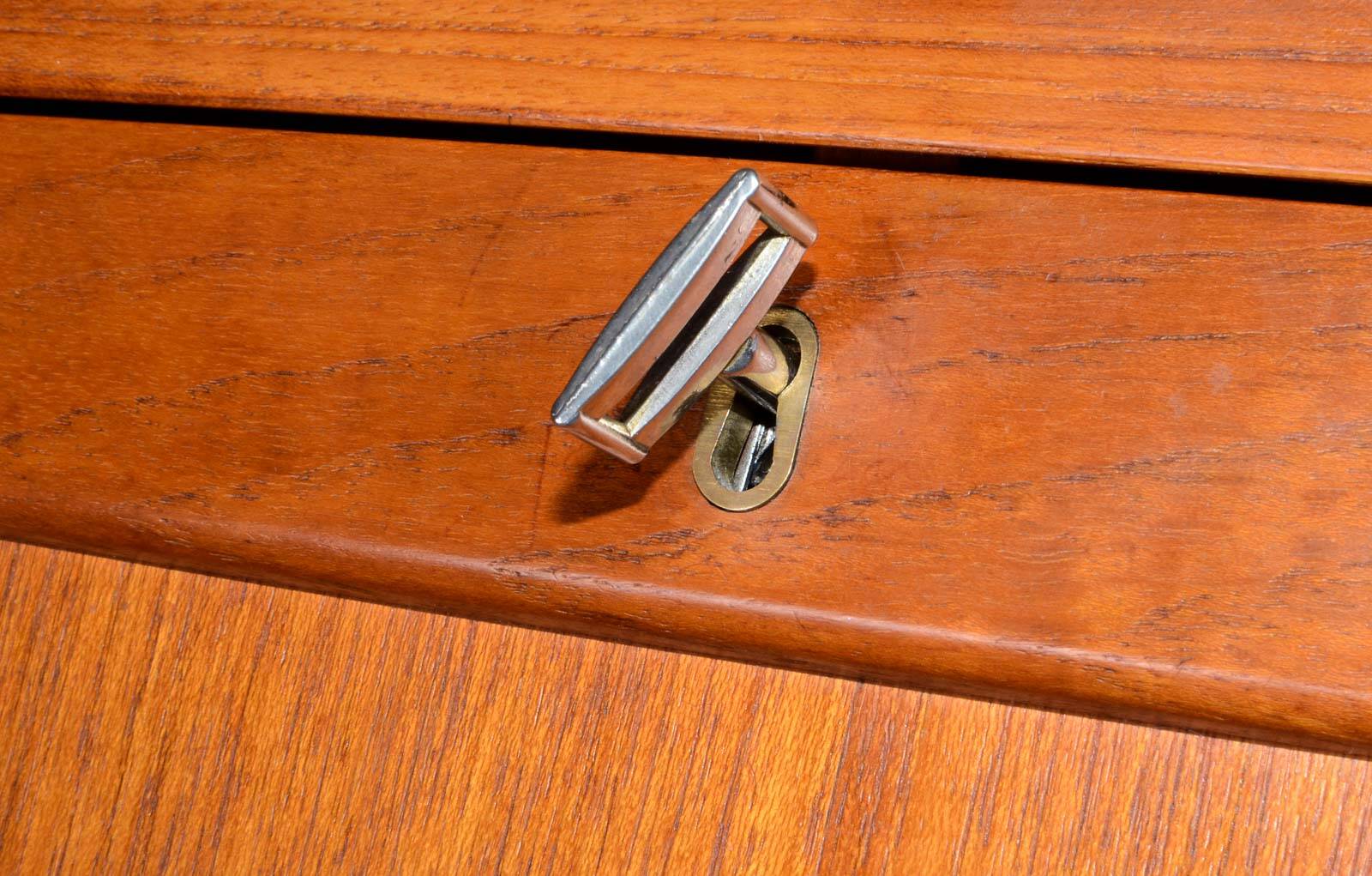 Danish Teak Writing Desk Cabinet by H.W. Klein for Bramin. Germany, 1960s