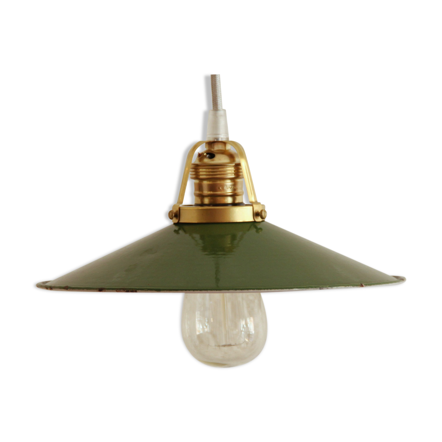 Old suspension enamelled plate green