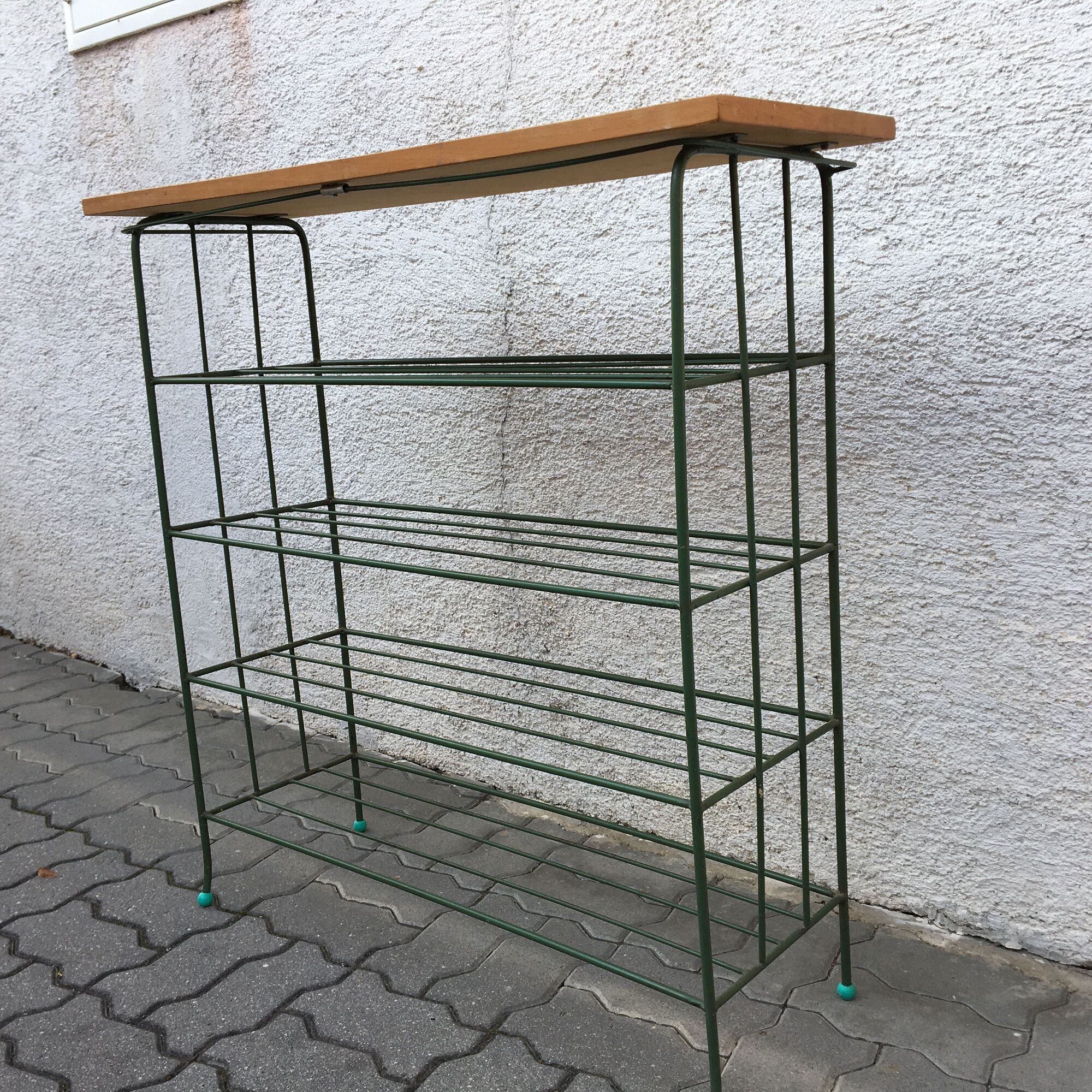 Vintage metal shoe rack table mid century 70s czechoslovakia