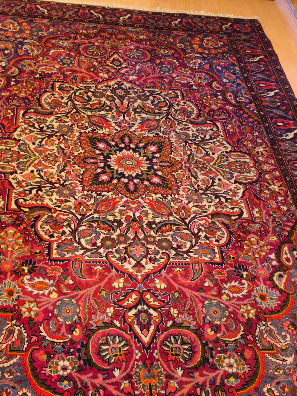 Hand-knotted Bakhtiari Persian carpet from Iran.