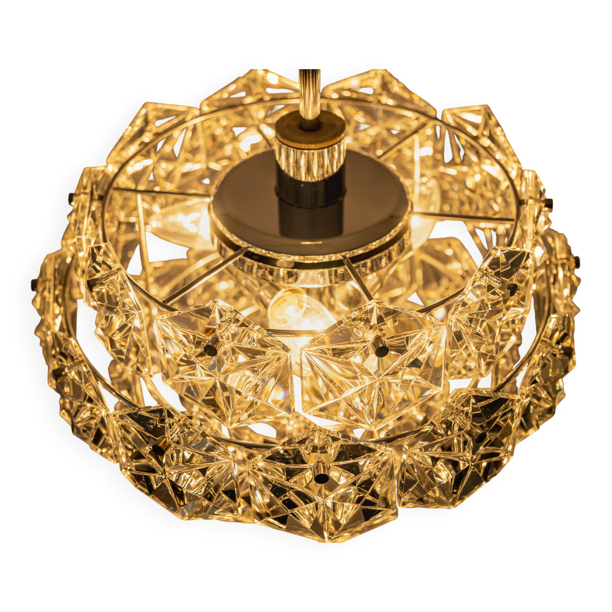 Small and Superb Pendant, Chrome and Crystal Glass by Kinkeldey, Germany, 1970