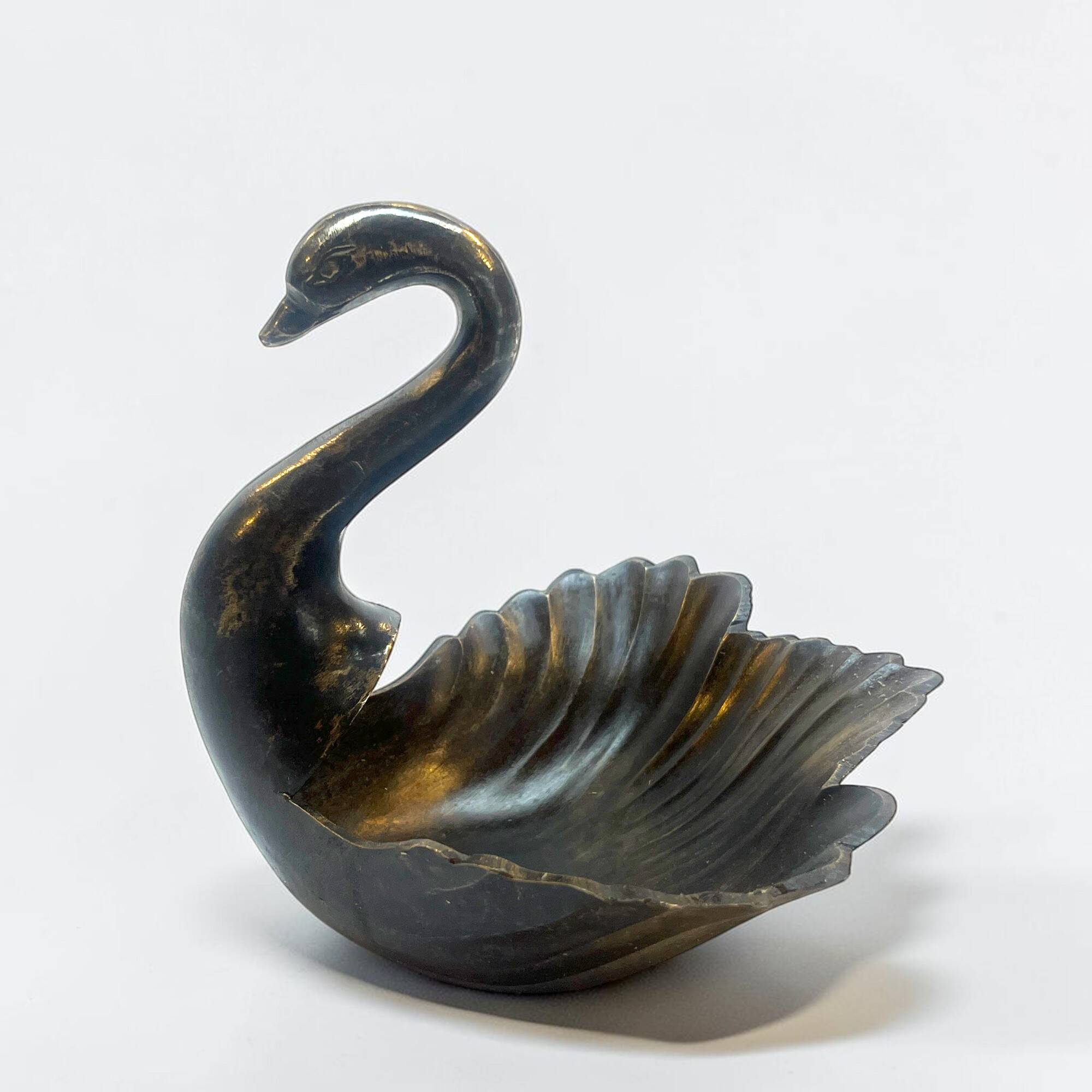 Bronze swan trinket dish bohemian chic trinket dish