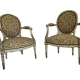 Set of medallion armchairs Louis XVI period 18th