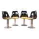 Set of black and yellow tulip chairs