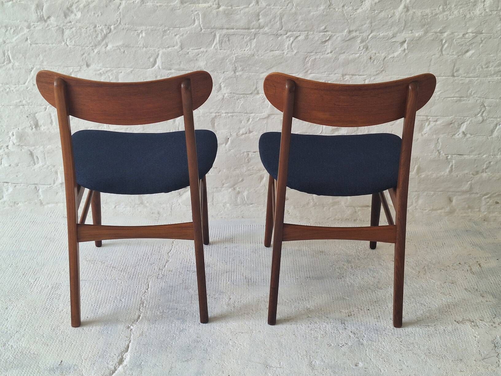 Pair of solid teak dining chairs, Denmark 1960s