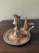 Old cellar rat candlestick in copper and silver-plated metal.