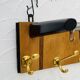 Vintage teak wall coat rack with mirror