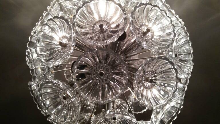 Midcentury Glass Dandelion Chandelier, Sputnik, 1970s
