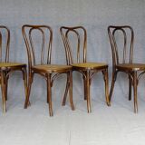 4 Thonet Mundus N°A 48 caned bistro chairs 1930