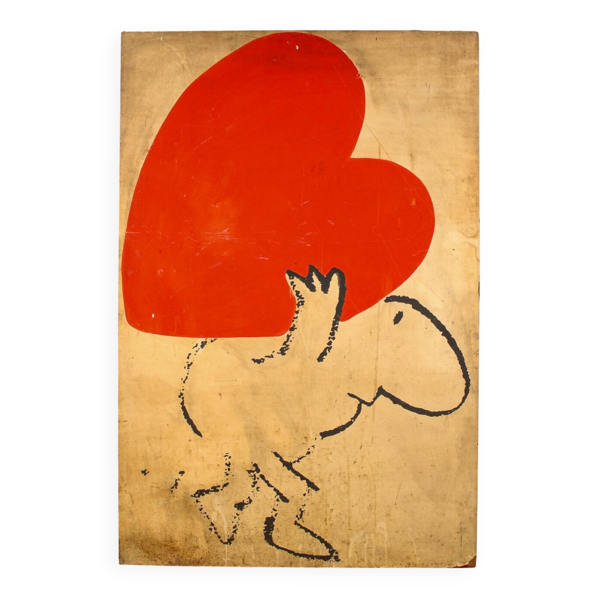 A vintage original painting by Mel Calman - Heavy Heart or Burden of Love
