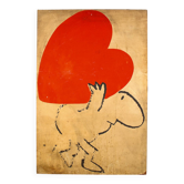 A vintage original painting by Mel Calman - Heavy Heart or Burden of Love