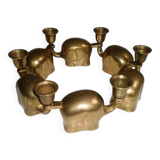 Set of 6 Art-Deco Brass Elephant Candle Holders / Candle Stands