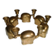 Set of 6 Art-Deco Brass Elephant Candle Holders / Candle Stands