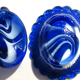 Box slurry hen on her nest, cobalt blue opaline salt shaker, vallérysthal