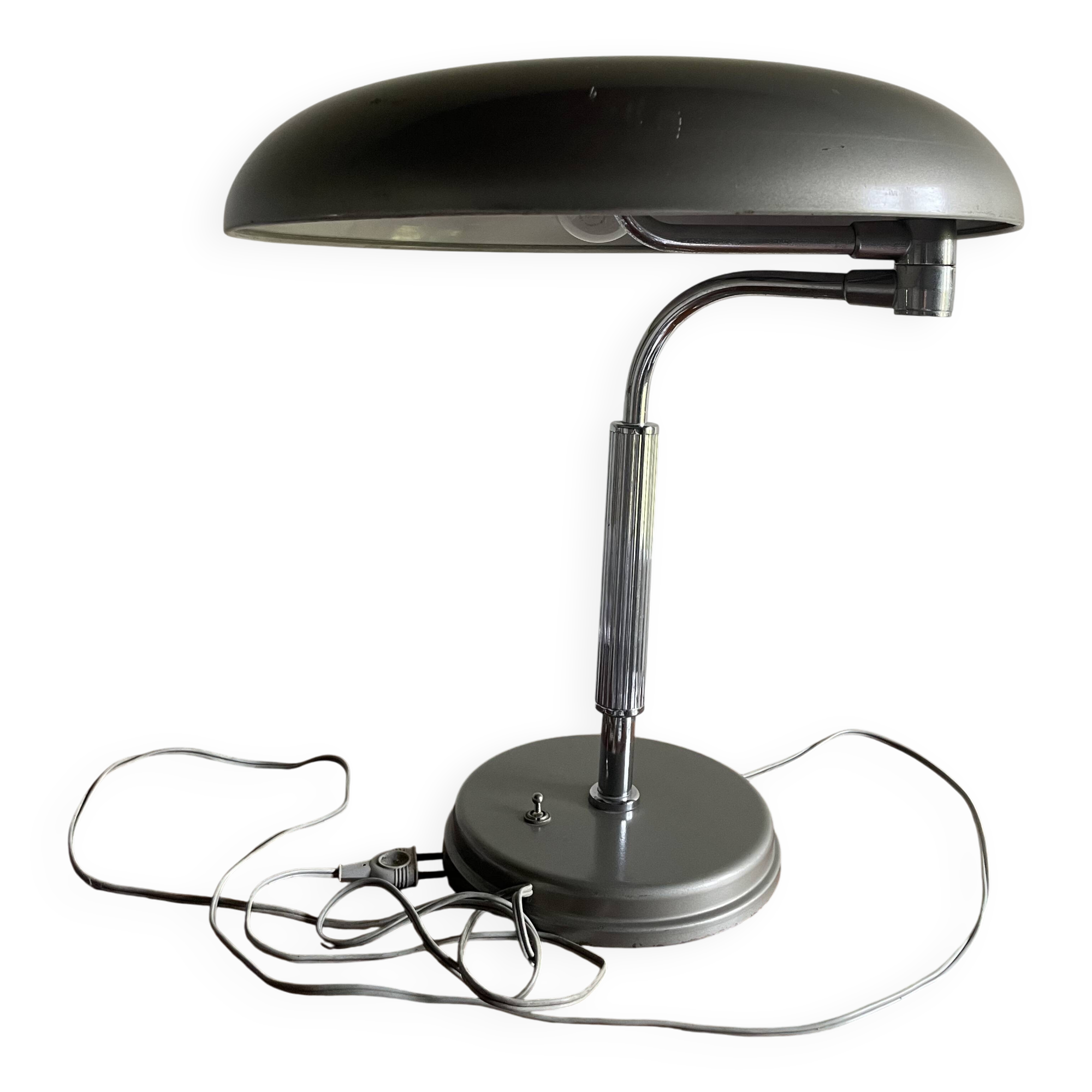 Authentic metal long neck grey lamp