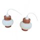 Pair of pendant lights with white glass shades from the 1950s.