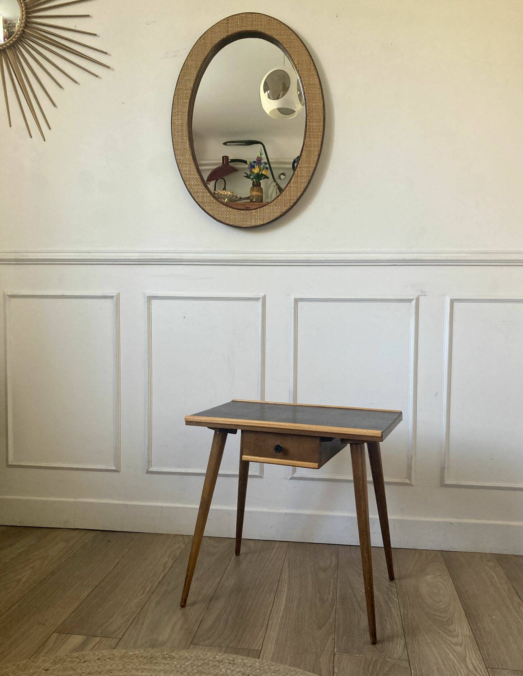 Vintage bedside table with compass feet