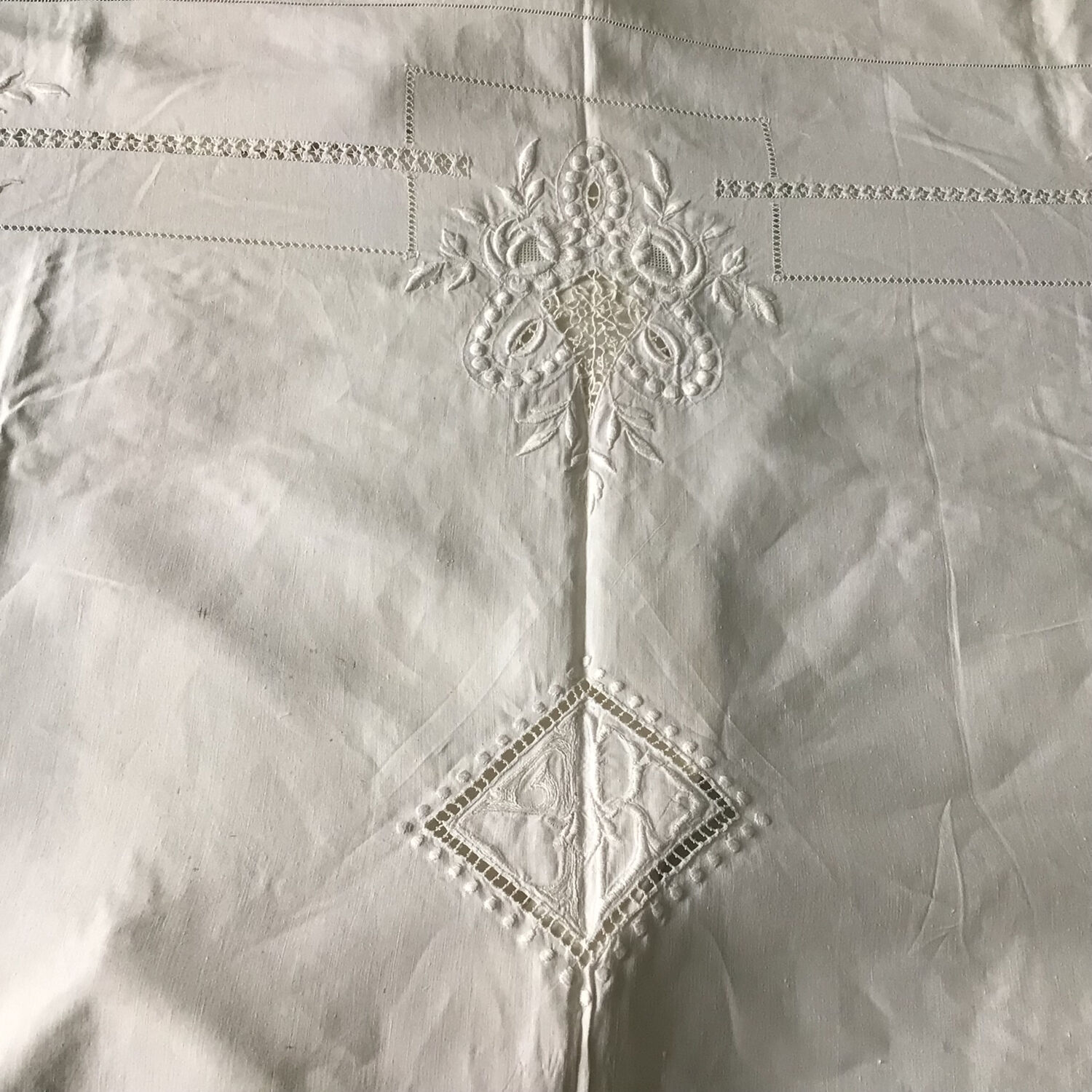 Antique embroidered sheet