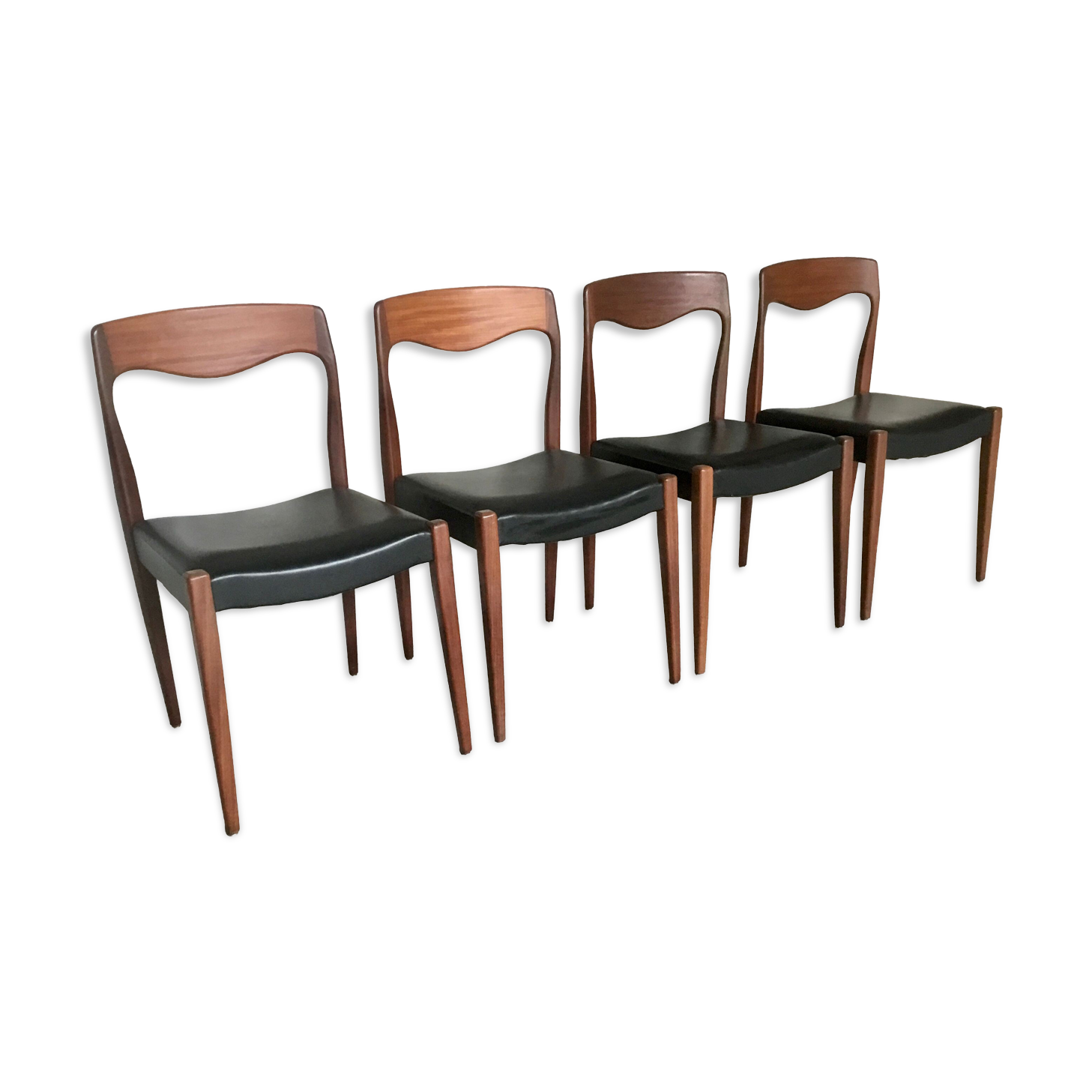 Set of 4 Scandinavian teak chairs brand NF Ameublement - 1960