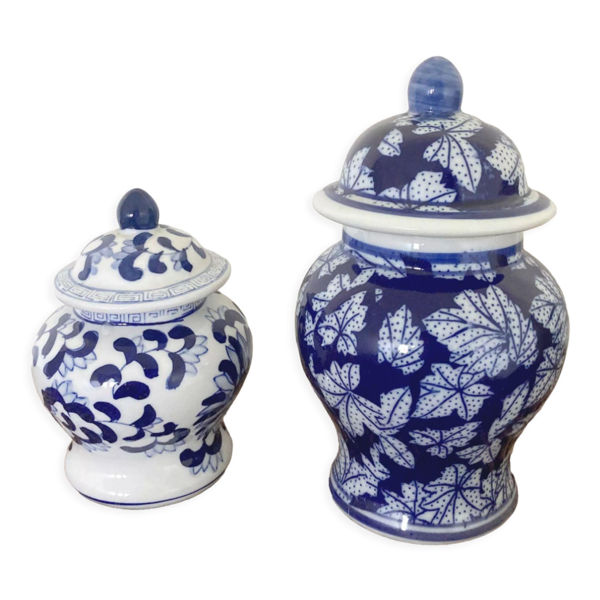 Set of 2 vintage ceramic ginger pots