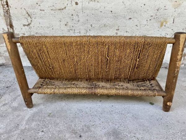 Banquette en bois et corde année 1950 Vibo