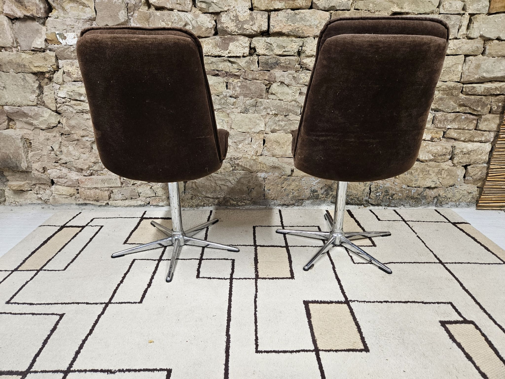 Paire de chaise fauteuil velour vintage  1970"