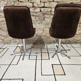 Pair of vintage velvet armchair chair 1970"