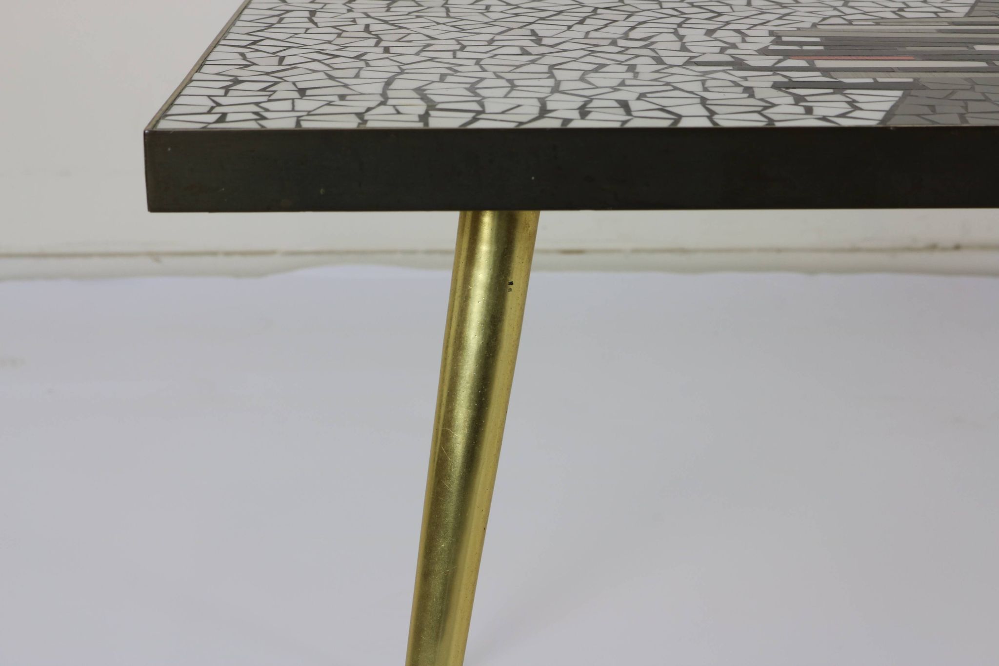 German design mosaic coffee table with brass legs
