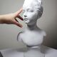 Bust of Louise Brongniart after Houdon, white biscuit Tharaud Limoges 20th century.