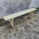 Old wooden farm bench vintage white fir industrial cloakroom