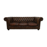 Sofa chesterfield leather brown convertible