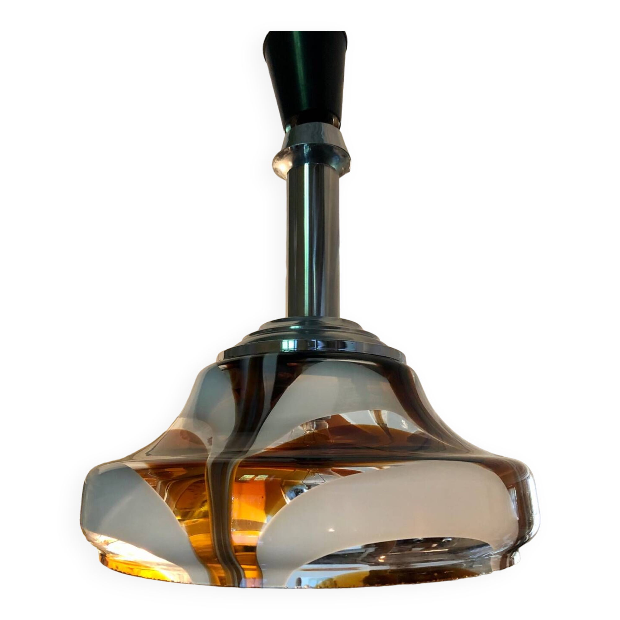 Suspension in Murano glass and chrome metal