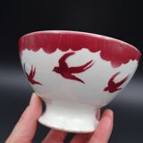 Saarland Digoin's Faience Bowl - Red Swallow Decoration - 1940