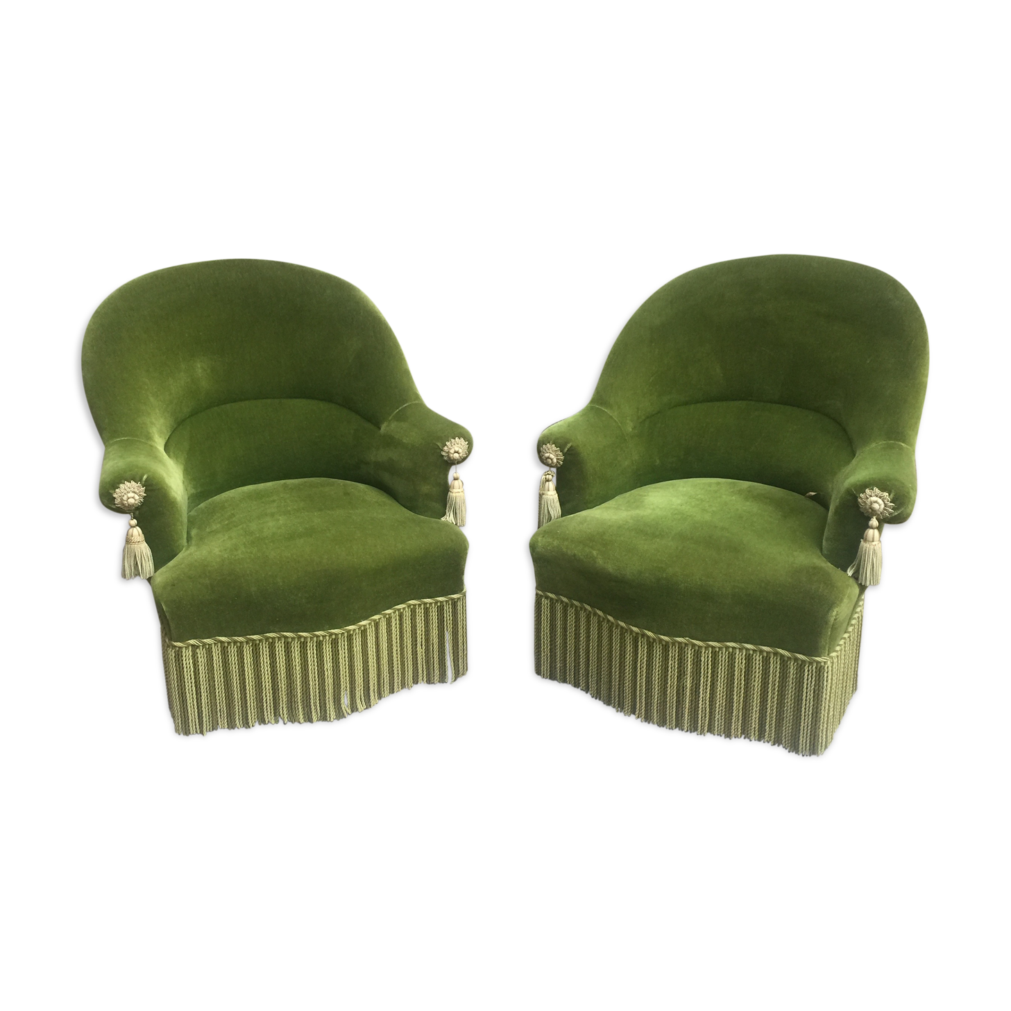 Paire de fauteuils crapaud vert