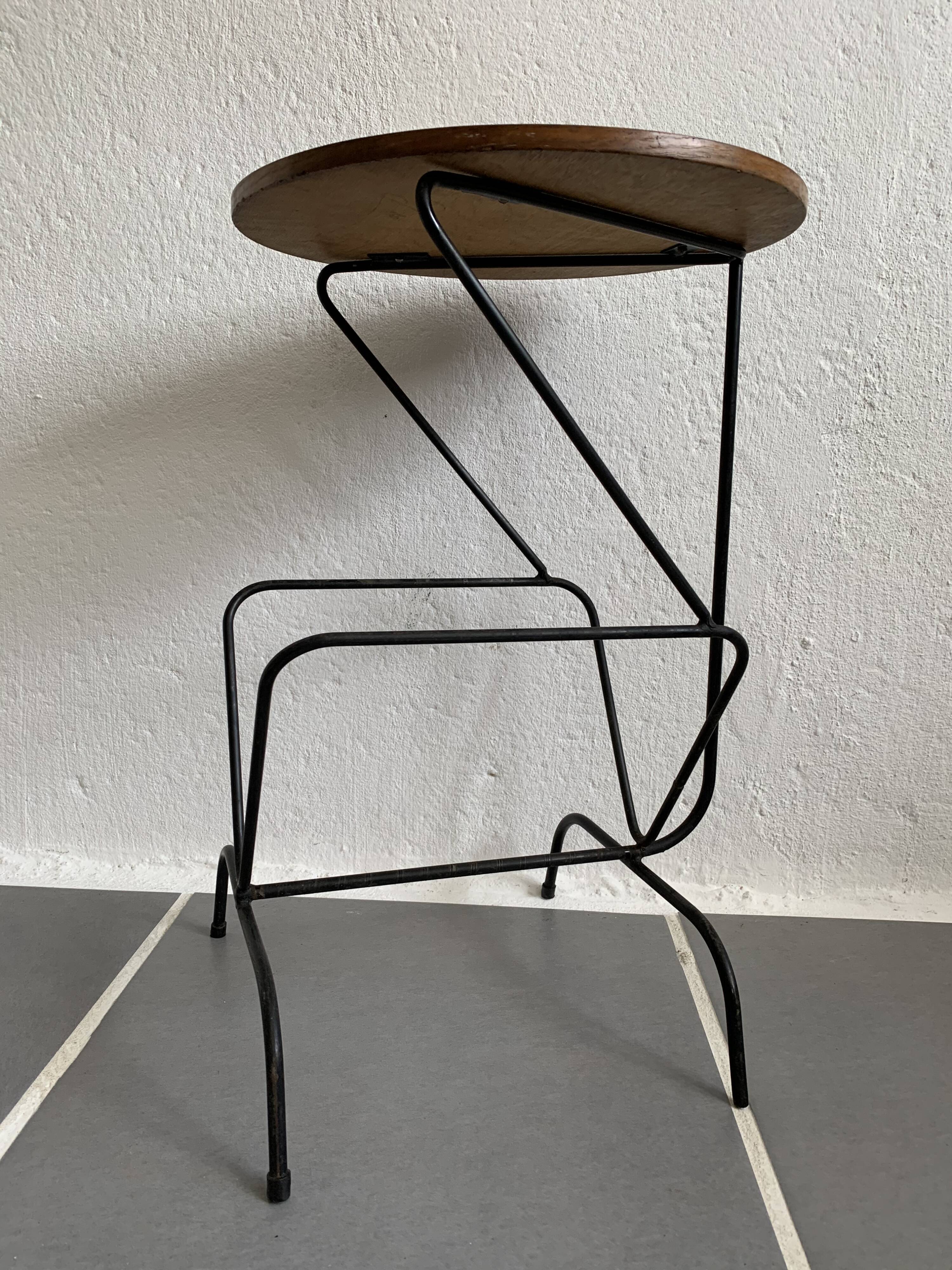 Table volante bois et métal vintage
