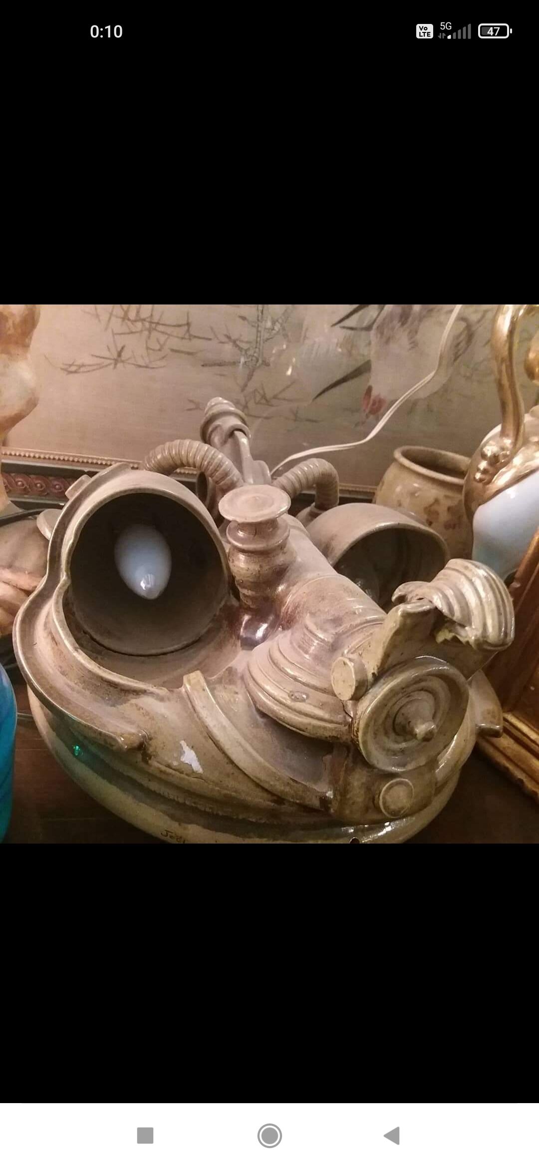 Wall sconce in glazed stoneware "alien head" by Joel Lurois in 1982