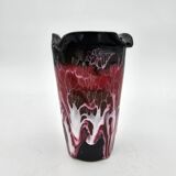 Vintage Vallauris black, pink and white vase