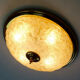large vintage mid century ice glass and brass CEILING LAMP