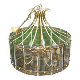 Lustre design des années 70 plaquettes verre fumé et monture métal doré