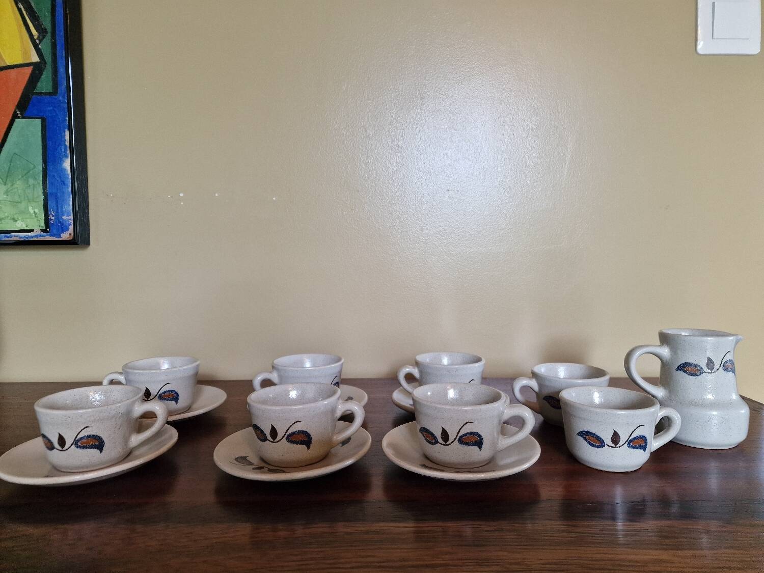 "Sologne" coffee service, glazed stoneware, St Amand earthenware