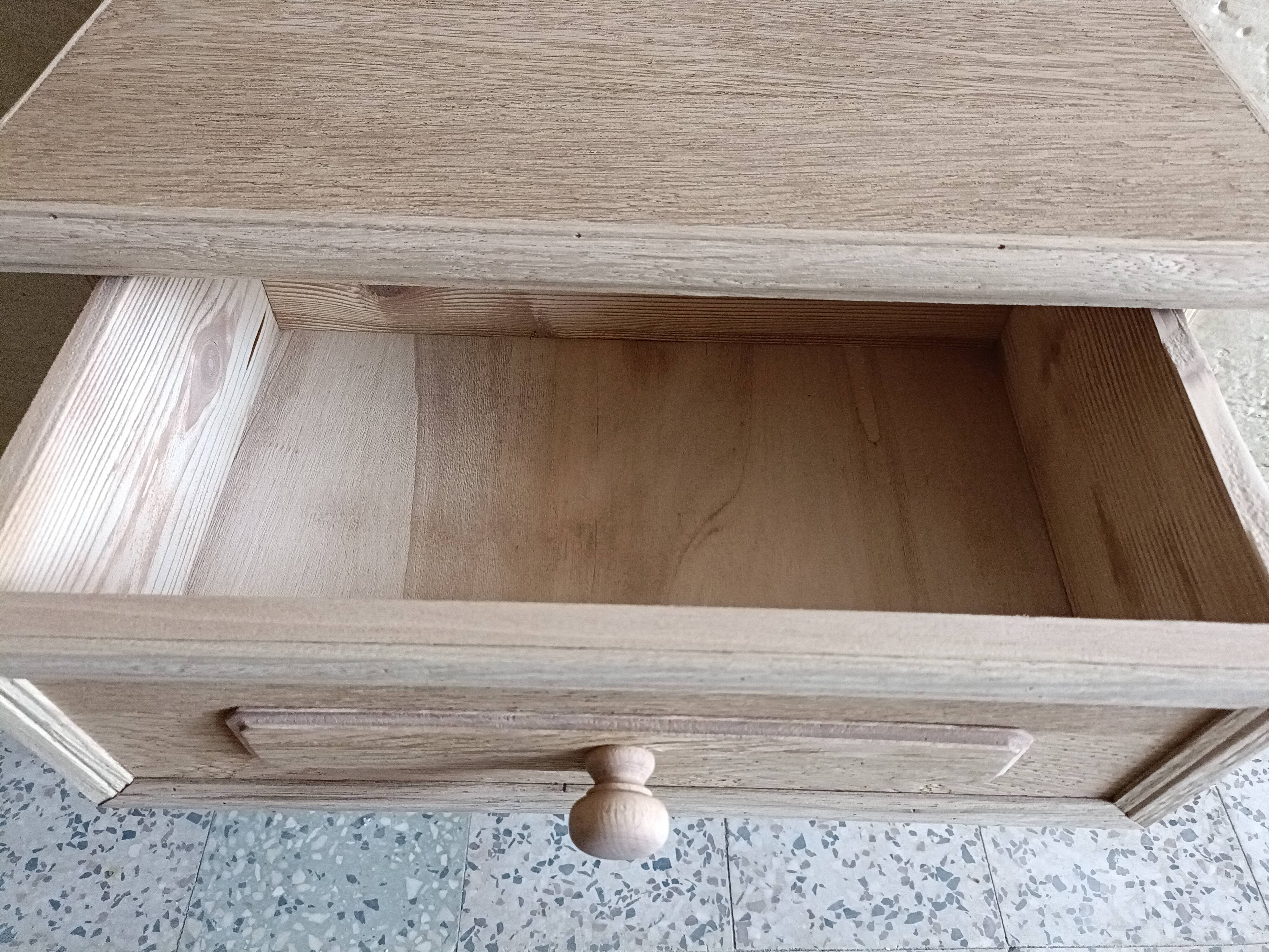Renovated raw bedside table with 3 drawers