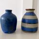 2 mid century ceramic vases in blue