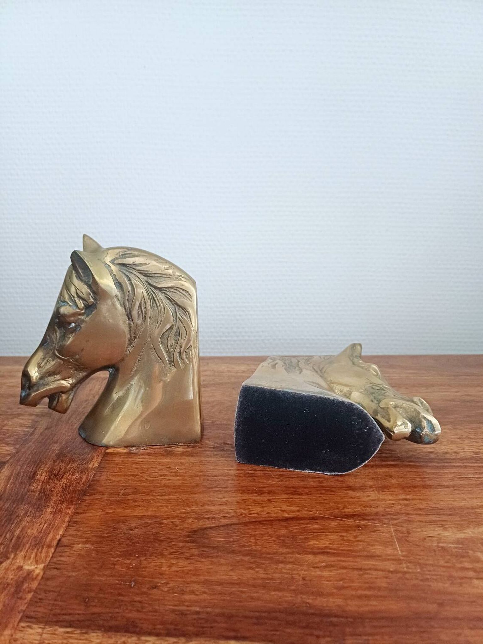 Paire de serre-livres vintage en laiton en forme de cheval