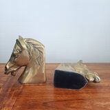 Pair of Vintage Brass Horse Bookends
