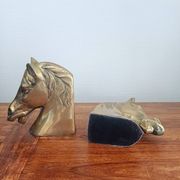 Paire de serre-livres vintage en laiton en forme de cheval